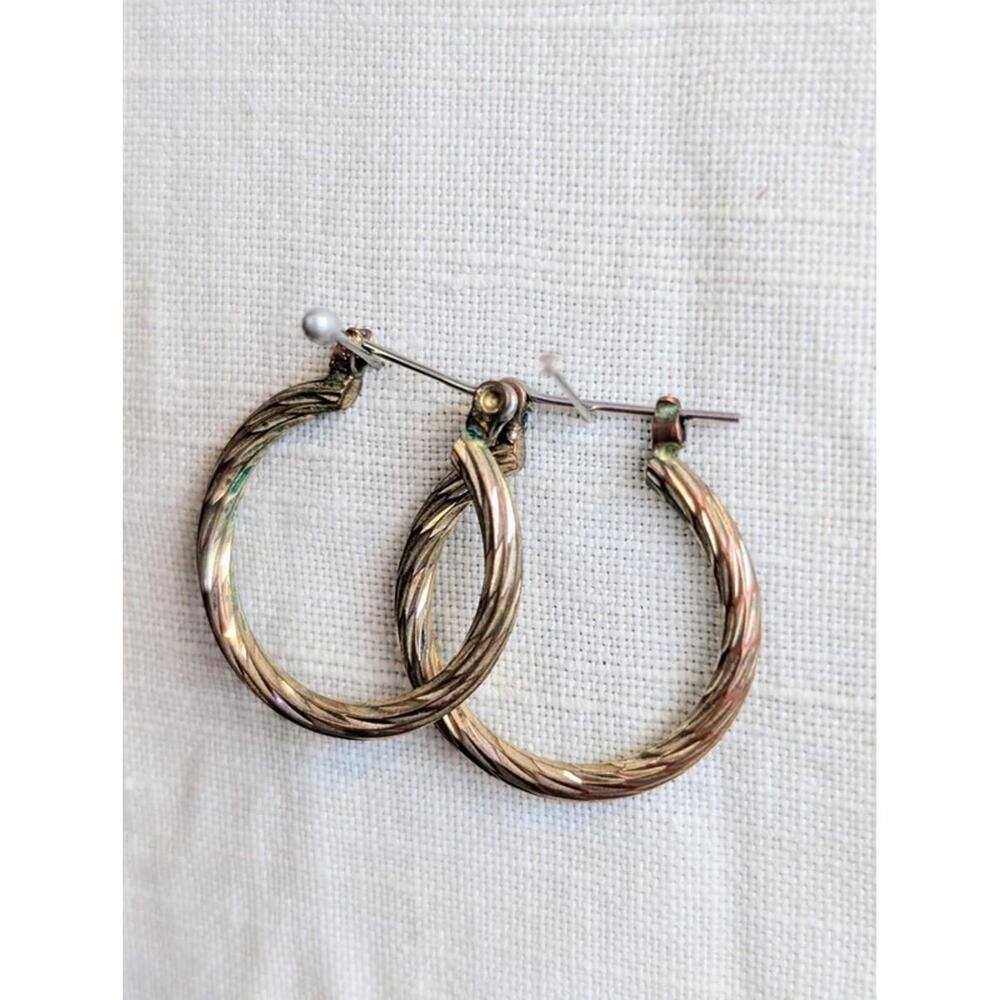 Vintage Hoops 1970s Silver Twisted Hoop Earrings